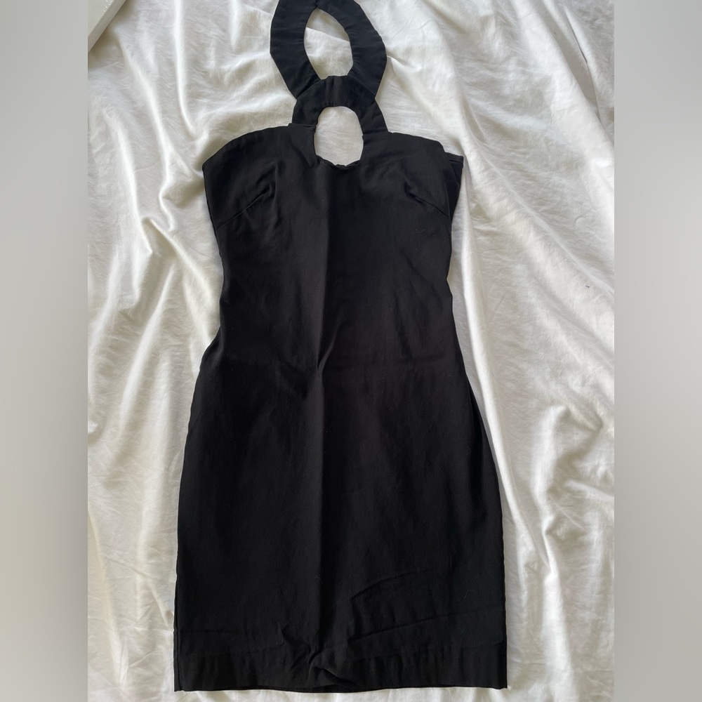 Vesper black mini cutout dress halter